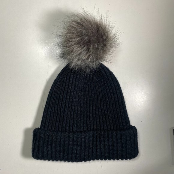 Knit Faux-Fur Pom Pom Beanie - Picture 1 of 5